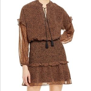 Aqua printed ruffled mini dress leopard